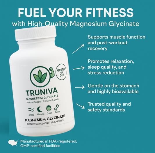TRUNIVA Magnesium Glycinate – 60 Vegan Capsules for Muscle & Sleep Support